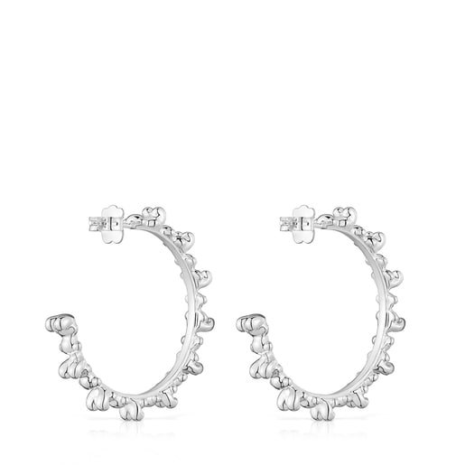 Silver hoop Earrings with bear motifs Bold Bear