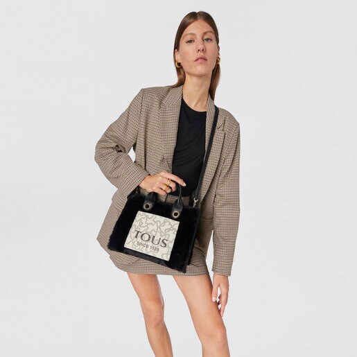 Shopping mediano negro Amaya Kaos Icon Fur