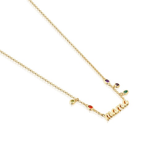 Silver vermeil Mama Necklace with gemstones TOUS Mama