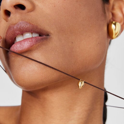 Gold and brown cord Teardrop necklace TOUS Balloon