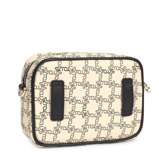 Bandolera riñonera Tous Logogram beige y negro