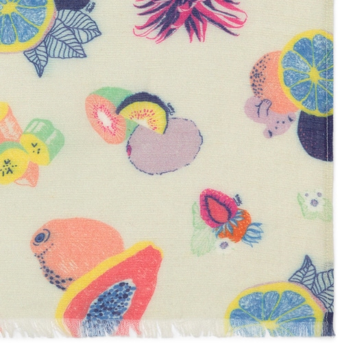 Multi-colored Pompom Bear Jacquard Foulard