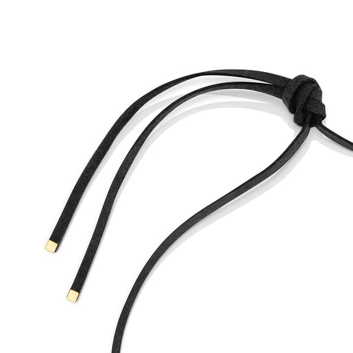 Two-tone steel heart and black cord Necklace TOUS Charming