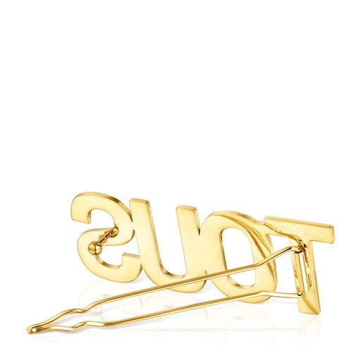 Large gold colored IPG steel Clip Logo