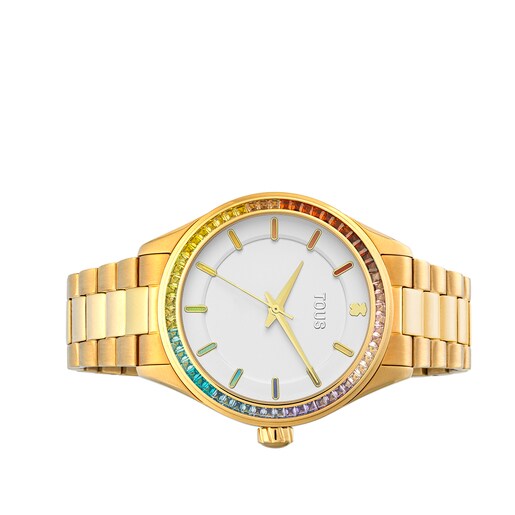 Tender Shine Analogue watch with gold IP steel strap