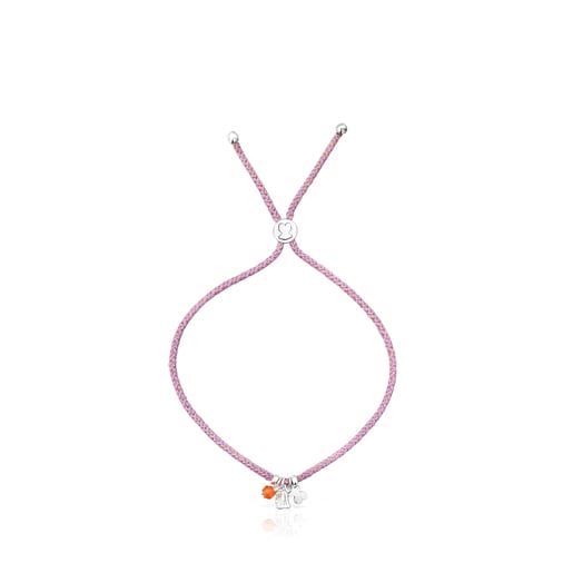 Pulsera de plata, cornalina y cordón rosa Sea Vibes