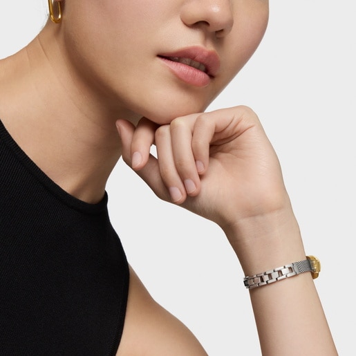 Reloj analógico joya con brazalete de acero  y acero dorado Oval Icon