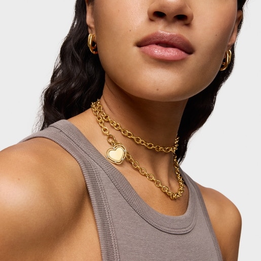 18kt gold plating over silver heart Pendant with topazes Medallions