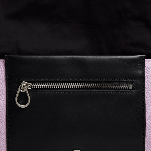 Large mauve and black leather TOUS Empire Crossbody bag