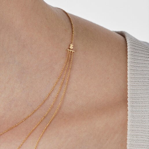 Gold TOUS Cool Joy Cascade necklace with bear and star charms