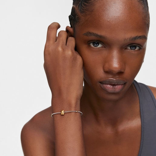 Gold and steel bear bracelet Mesh Tube TOUS