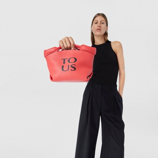 תיק סל TOUS Balloon קטן מעור בצבע אלמוג