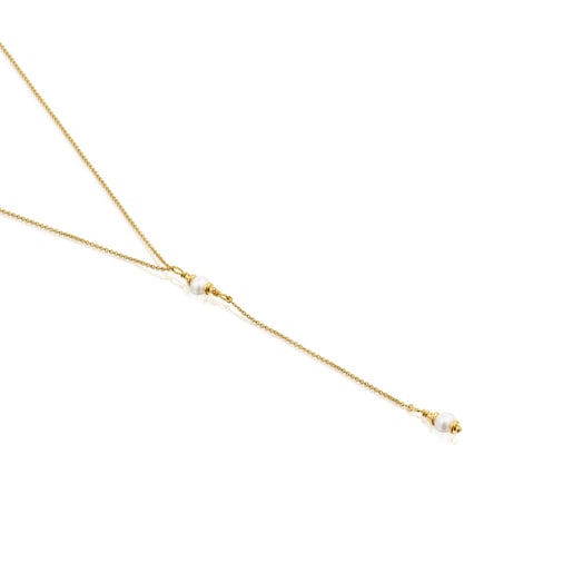 Naszyjnik choker z motywem paska, wykonany ze srebra pokrytego 18-karatowym złotem, z perłami hodowanymi, z kolekcji Gloss