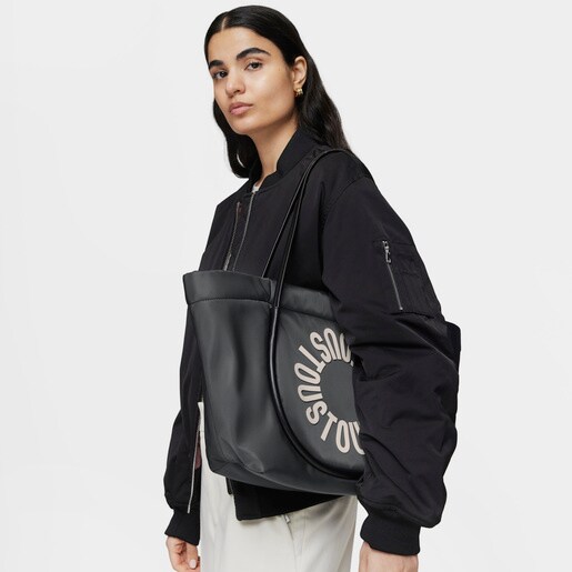 ダークグレーのラージ・トートバッグ TOUS Miranda Soft