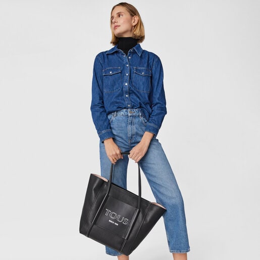 Большая сумка-shopping TOUS Empire из черной кожи