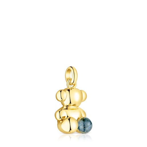 Dije oso con baño de oro 18 kt sobre plata y labradorita Bold Bear