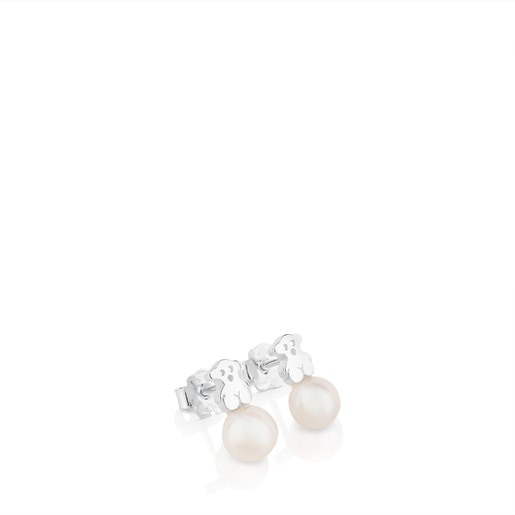 Silver TOUS Puppies Earrings with pearls