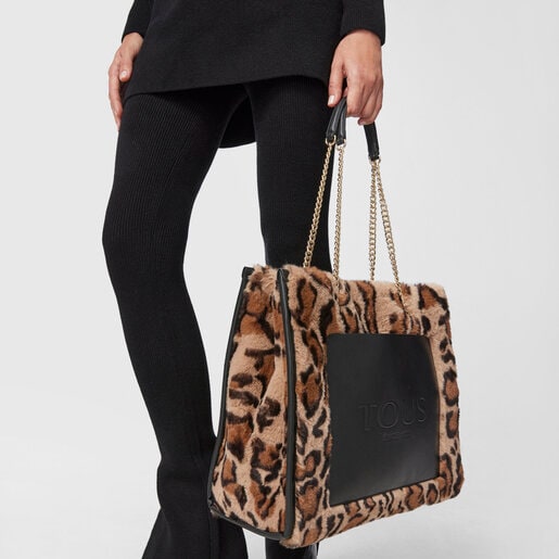 Shopping grande beige y negro Amaya Wild