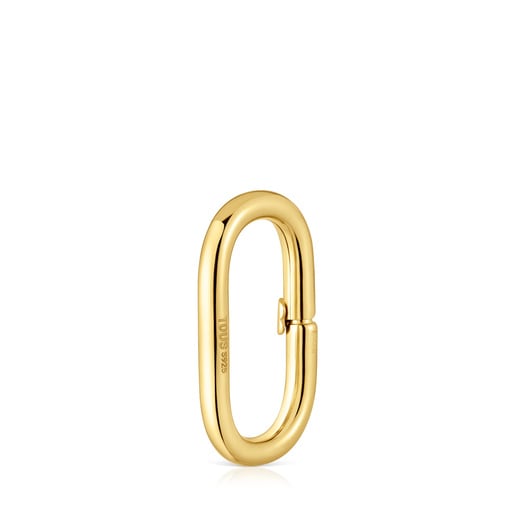 خاتم Hold Oval كبير الحجم مصنوع من الفضة المطلية بالذهب عيار 18 قيراطًا