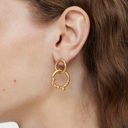 טבעת Hold בינונית עם ציפוי זהב 18 קראט על כסף ועיטורים