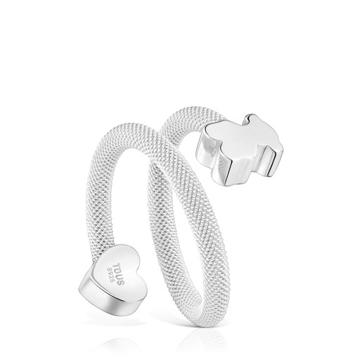 Silver Spiral ring with motifs Icon Mesh | TOUS