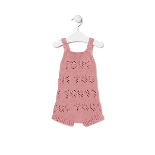 Knitted baby romper in Tricot TOUS logo pink