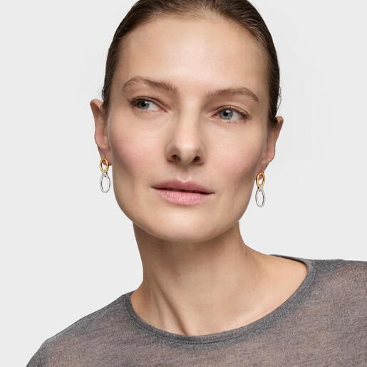 Pendientes doble círculo bicolor Straight