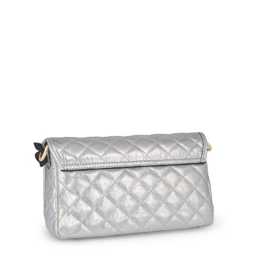 Bolso de hombro Bridgy de piel en color plata