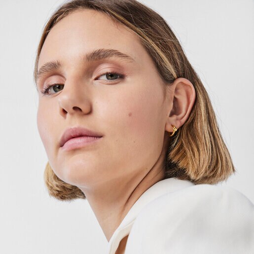 Aros con baño de oro 18 kt sobre plata y perla Oceaan Duna