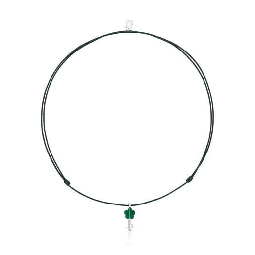 عِقد من الفضة والنايلون الأخضر مُرصّع بالعقيق الأبيض من تشكيلة TOUS Unlock