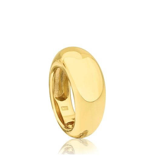 Anell abombat de Plata amb bany d'or 18 kt sobre plata Warm