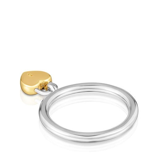 Two-tone heart padlock motif Ring TOUS Unlock