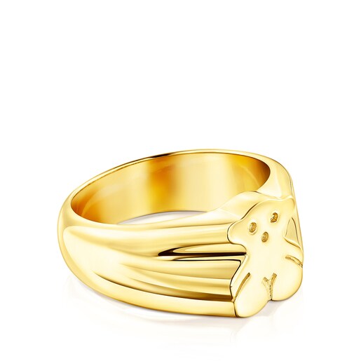 Silver Vermeil Sweet Dolls bear Signet ring | TOUS