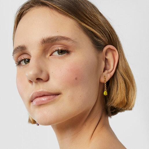 Aretes plata con baño de oro 18 kt sobre plata y gemas y esmalte TOUS Vibrant Colors