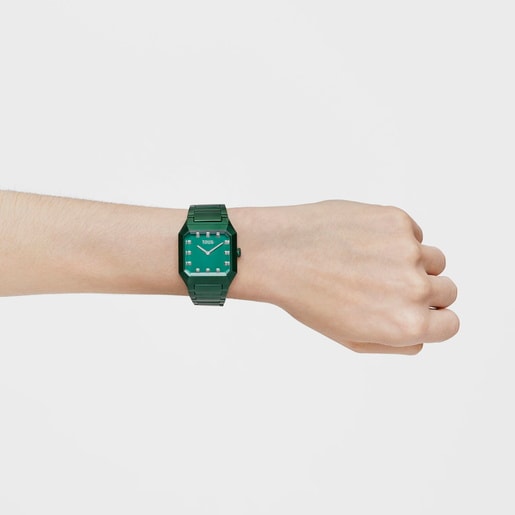 Karat Squared Analogue watch with green aluminum strap