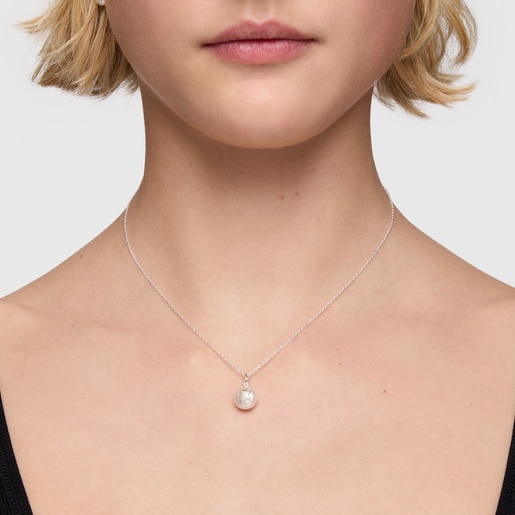 عِقد قصير من الفضة واللؤلؤ المستنبت في المياه العذبة مقاس 10.5 مم من تشكيلة TOUS Icon Pearl