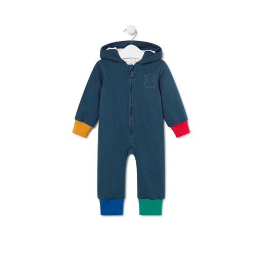 Baby onesie with hood In navy blue
