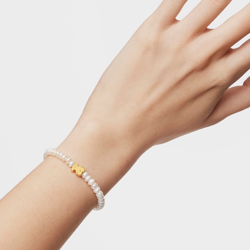 Gold Sweet Dolls Bracelet with pearls and Bear motif