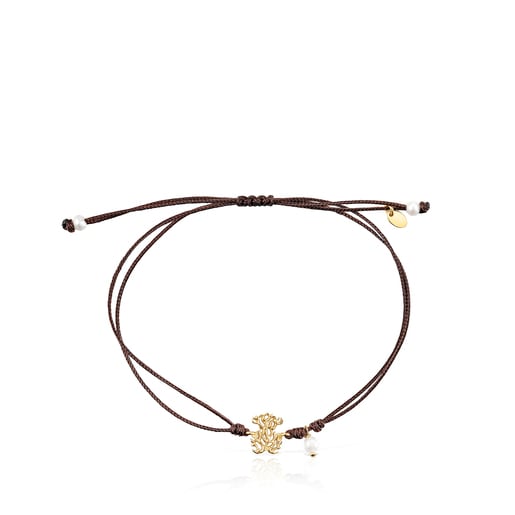 Gold Oceaan Bracelet with pearl and cord | TOUS