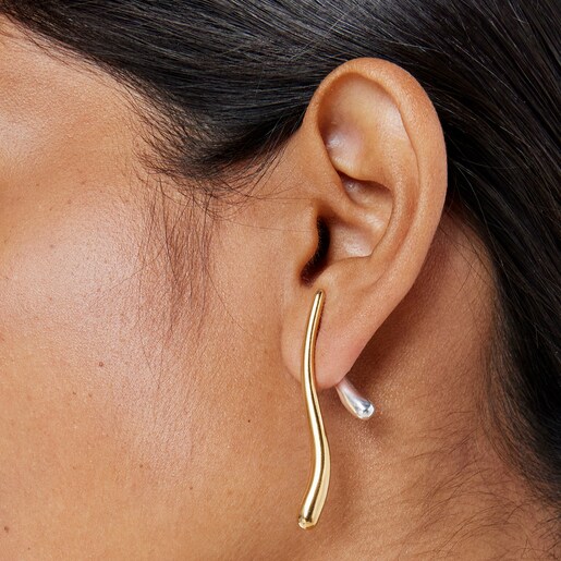 Silver and silver vermeil double-wave Earrings New Hav