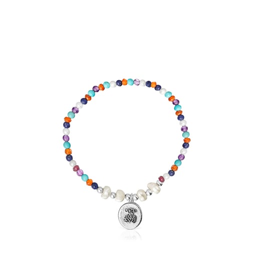 Bracelet camée Oceaan Color en argent avec perles et pierres précieuses