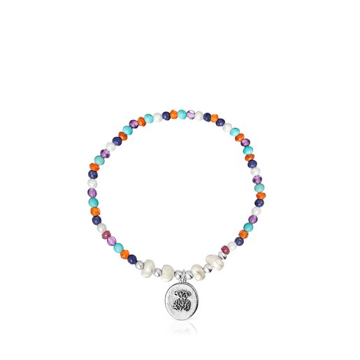 Pulsera camafeo de plata con perlas y gemas Oceaan Color 