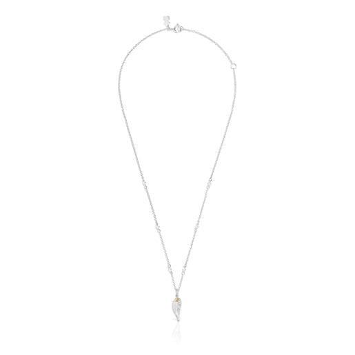 Yunque two-tone leaf necklace with cultured pearls | TOUS
