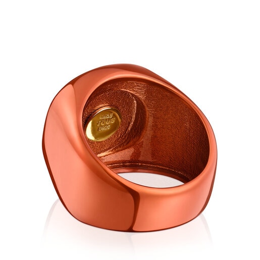Oranžový strieborný Pečatný prsteň Oursin