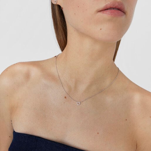 White Gold Les Classiques heart Necklace with Diamonds | TOUS