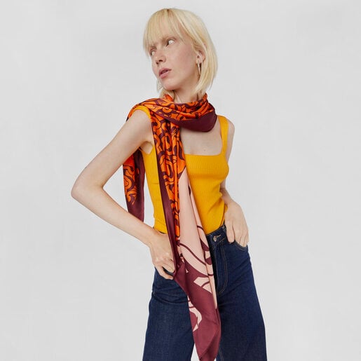 バーガンディのポリエステル製スカーフ TOUS Kaos Mini Patchwork