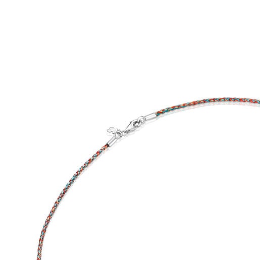 Collier en fil tressé multicolore avec fermoir en argent Efecttous