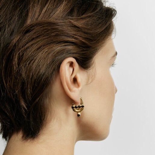 Earrings with 18kt gold plating over silver and onyx TOUS MANIFESTO