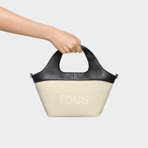 Small black and beige Tote bag TOUS Lirio Canvas