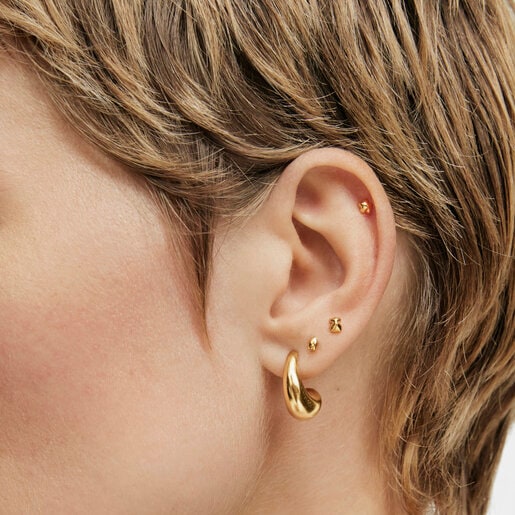 Pack of Balloon Ear piercings in gold-colored IP steel